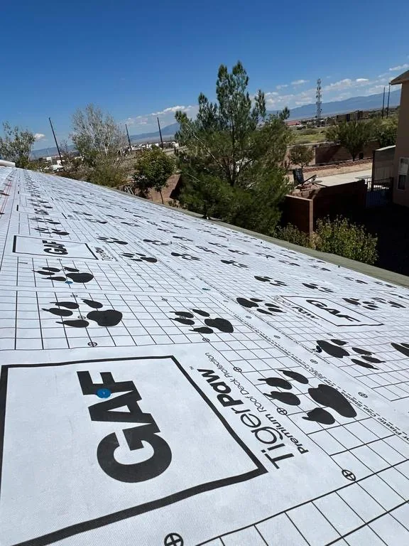 GAF Tiger Paw synthetic underlayment installed on the roof deck