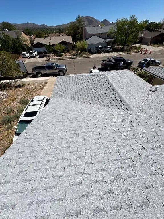 Before: Southeast Albuquerque roof valley before and after hail damage roof replacement