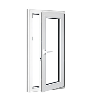 Climate Solutions 6000 Series European Tilt and Turn door, open in full in-swing position