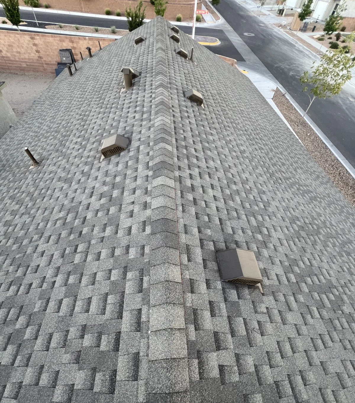 Close-up texture of an asphalt shingle roof