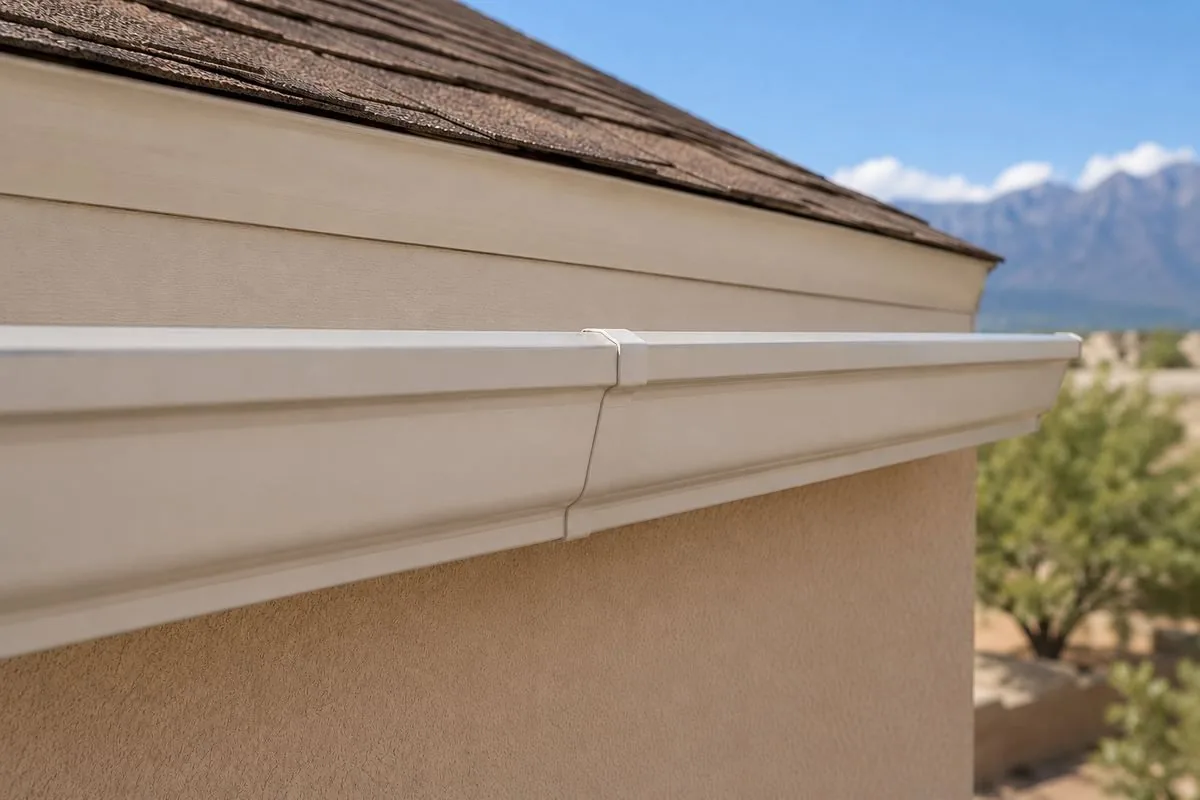 Same style seamless gutter in clean, well-maintained condition