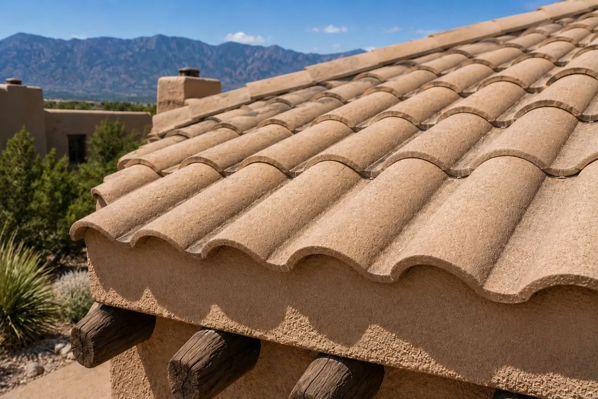 Undamaged clay tile roof in good condition