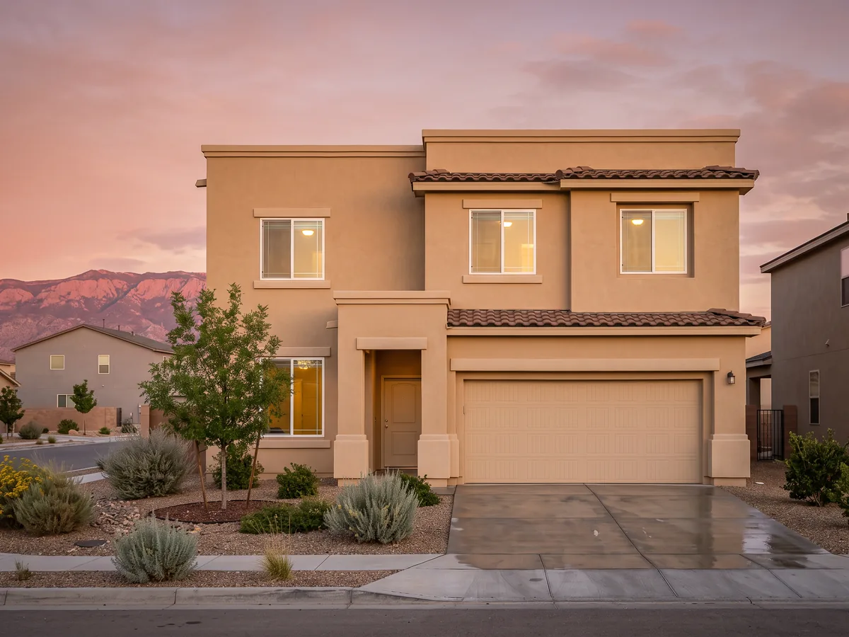 Sliding windows on a Rio Rancho stucco home (representative image)