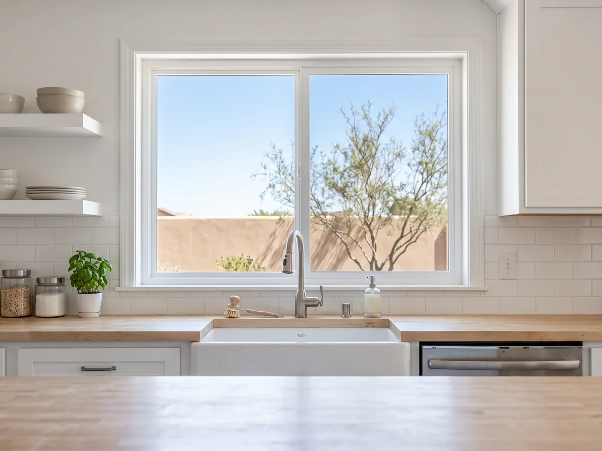 Horizontal sliding window over a kitchen sink (representative image)