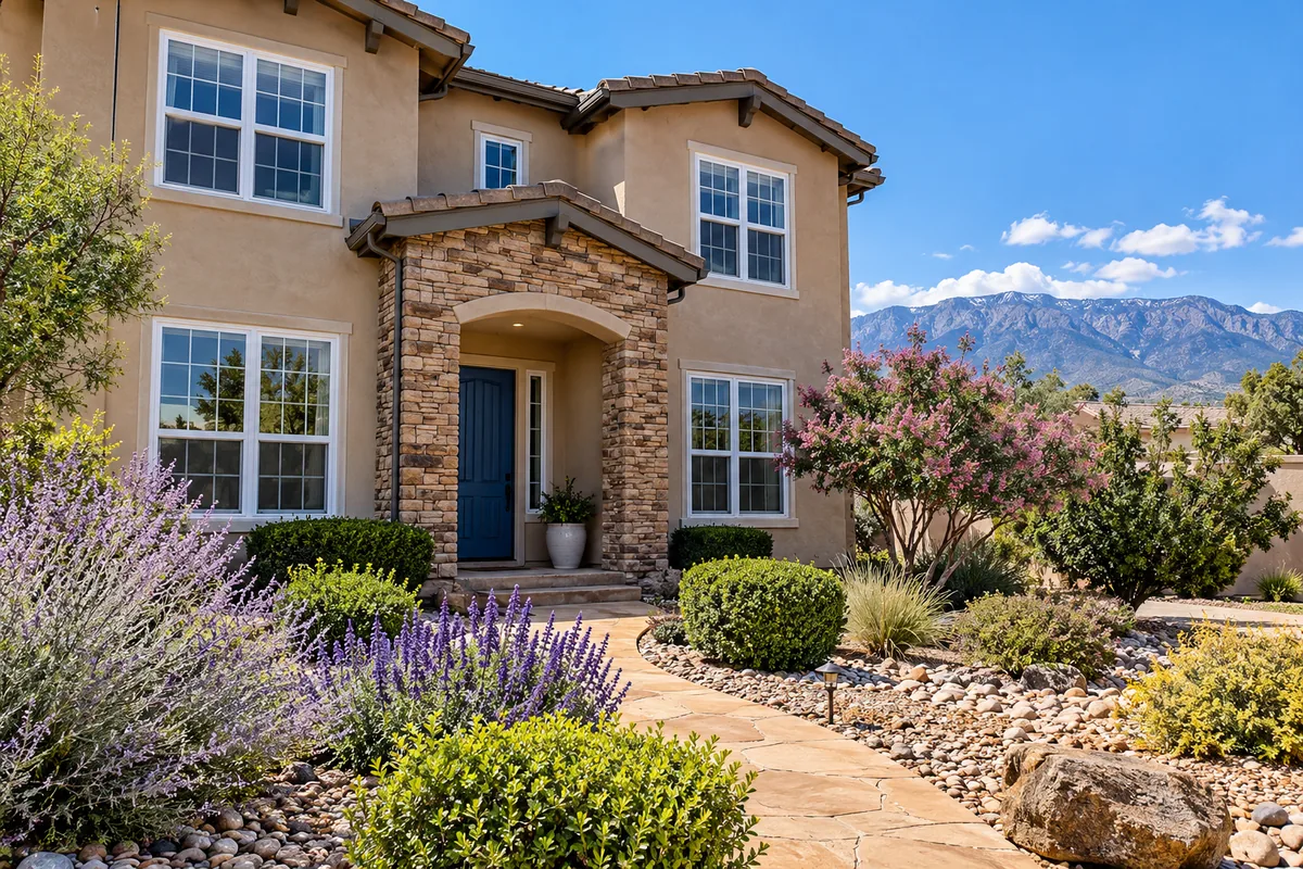 Double hung windows on an Albuquerque stucco home (representative image)