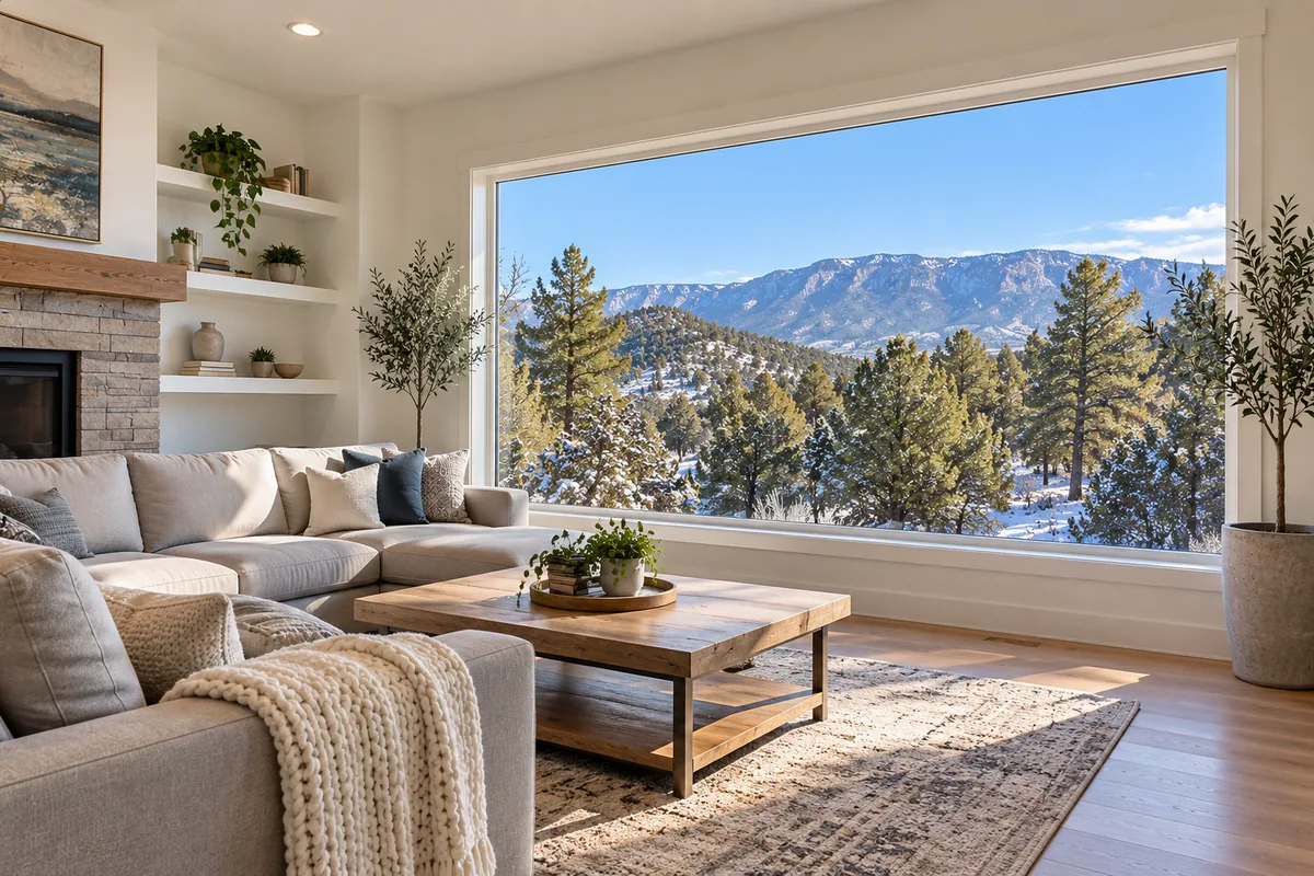 Large picture window with an East Mountains view (representative image)